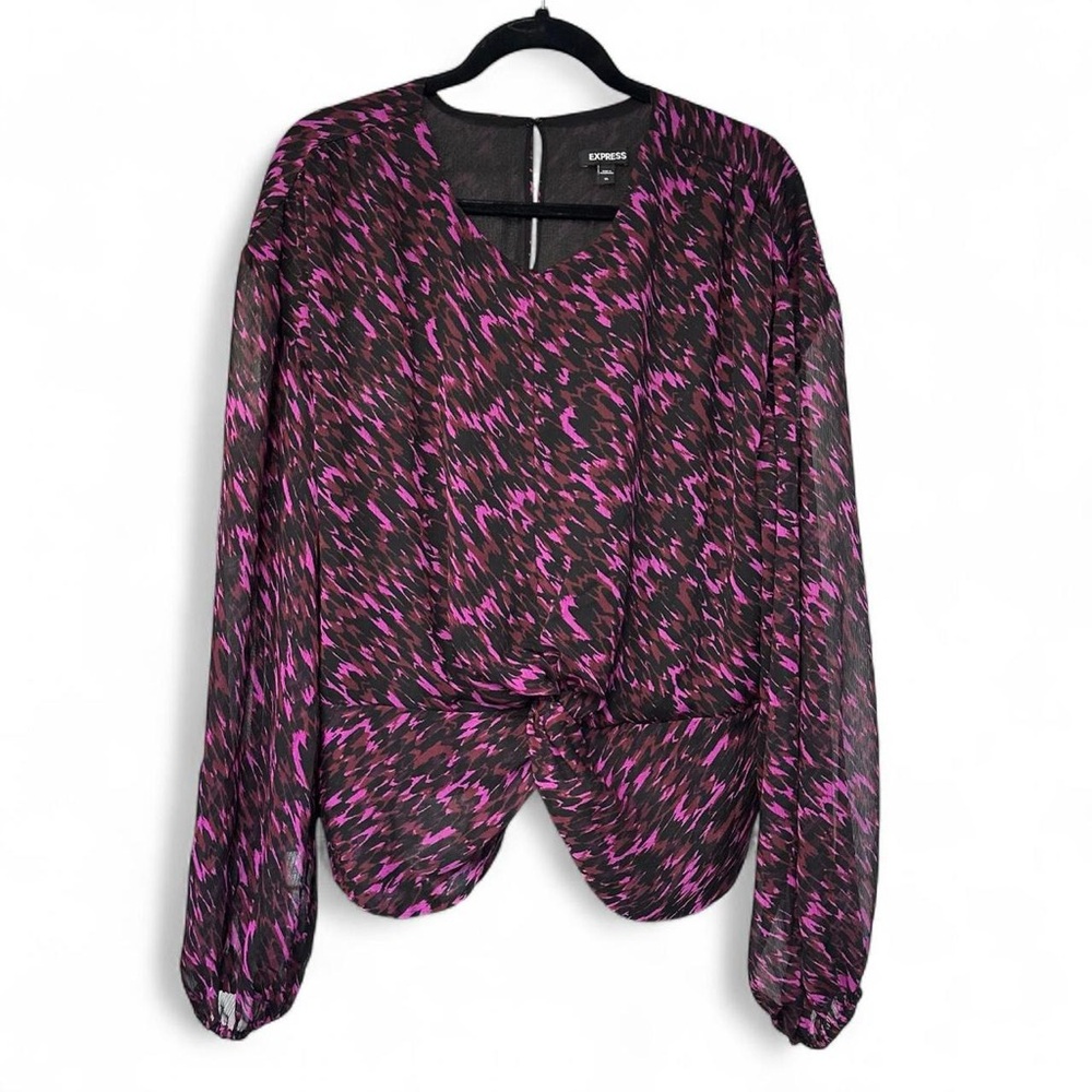 Express Women's Top with Black and Pink Pattern